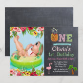 Aloha Luau Tropical 1e Verjaardag uitnodiging (Voorkant / Achterkant)