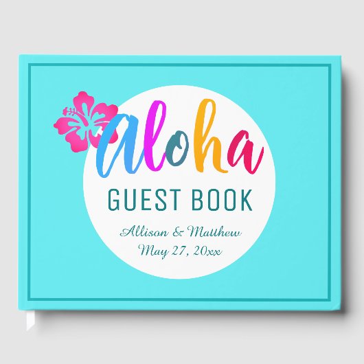 Aloha Luau Tropical Bright Pink Hibiscus Gastenboek (Voorkant)