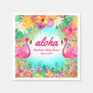Aloha Luau Tropical Flamingo Baby shower Papier Servet