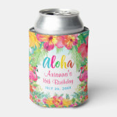 Aloha Luau Tropical Flamingo Birthday Blikjeskoeler (Blikje Voorkant)