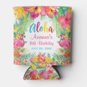 Aloha Luau Tropical Flamingo Birthday Blikjeskoeler (Voorkant)