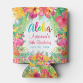 Aloha Luau Tropical Flamingo Birthday Blikjeskoeler (Achterkant)