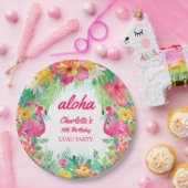 Aloha Luau Tropical Flamingo Birthday Party Papieren Bordje (Feest)
