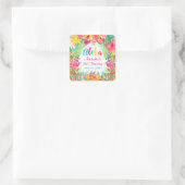 Aloha Luau Tropical Flamingo Birthday Vierkante Sticker (Tas)