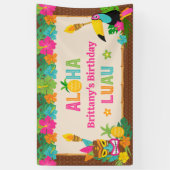 Aloha Luau Tropical Hawaiian Verjaardag Banner (Verticaal)