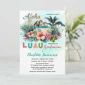 Aloha Luau Tropical Island Beach Graduparty Kaart (Staand voorkant)