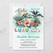 Aloha Luau Tropical Island Beach Sweet 16 Party Kaart (Voorkant)