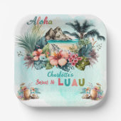 Aloha Luau Tropical Island Beach Sweet 16 Party Papieren Bordje (Voorkant)