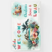 Aloha Luau Tropical Island Beach Sweet 16 Party Spandoek (Verticaal)