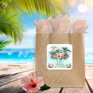 Aloha Luau Tropical Island Beach Sweet 16 Party Vierkante Sticker