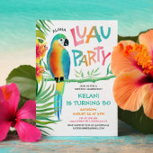 Aloha Luau Tropical Parrot Birthday Kaart