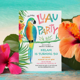 Aloha Luau Tropical Parrot Birthday Kaart