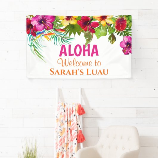 Aloha Luau Tropical Party Banner (Insitu)