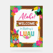 Aloha Luau Tropical Verjaardag Welkom Acryl Bord (Voorkant)