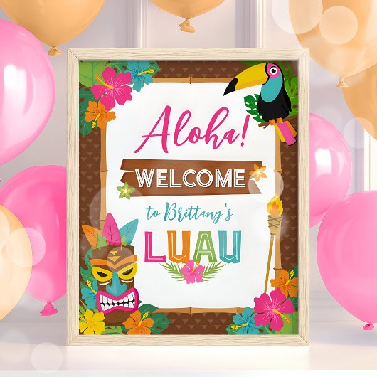 Aloha Luau Tropical Verjaardag Welkom Acryl Bord