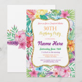 Aloha Luau Tropical Verjaardagsfeest Uitnodigen Kaart (Voorkant / Achterkant)