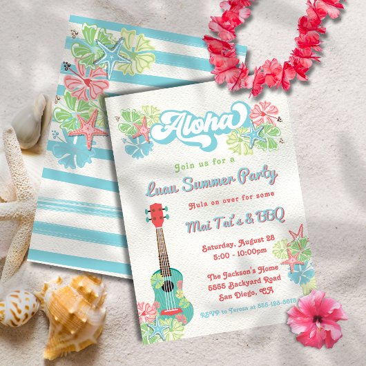 Aloha Luau Tropisch Bloemendek Zomerfeest Kaart