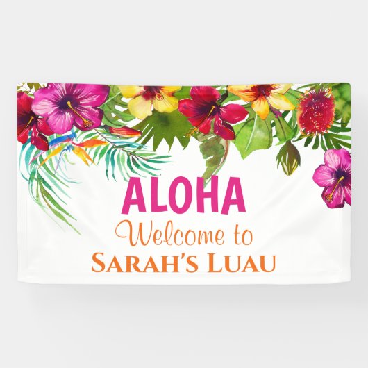 Aloha Luau Tropisch Feest Banner (Horizontaal)