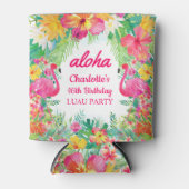 Aloha Luau Tropisch Flamingo Bloemen Verjaardagsfe Blikjeskoeler (Voorkant)