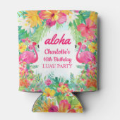 Aloha Luau Tropisch Flamingo Bloemen Verjaardagsfe Blikjeskoeler (Achterkant)