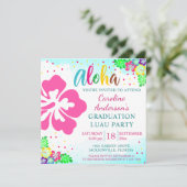 Aloha Luau Tropisch Hibiscus Vierkant Afstuderen Kaart (Staand voorkant)