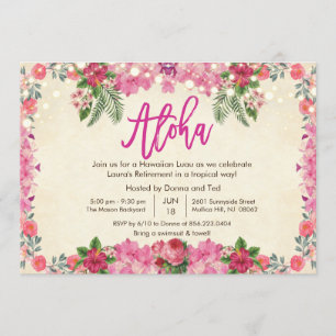 Aloha Luau Tropisch Pensioenfeest Uitnodiging