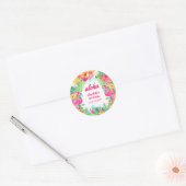 Aloha Luau Tropisch Roze Flamingo Verjaardagsfeest Ronde Sticker (Envelop)