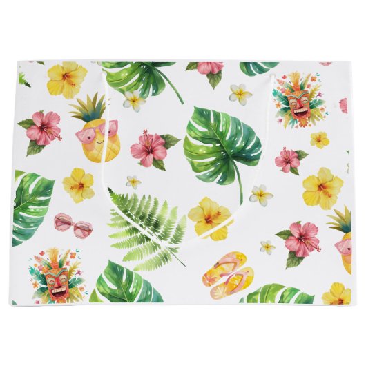 Aloha Luau Tropisch verjaardagsfeestje Groot Cadeauzakje (Voorkant)