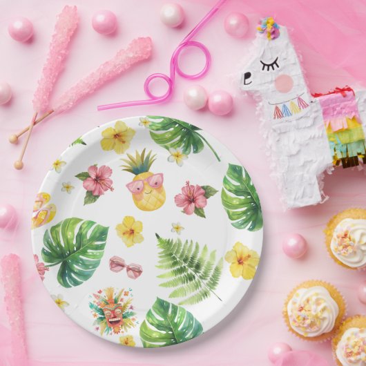 Aloha Luau Tropisch verjaardagsfeestje Papieren Bordje (Feest)