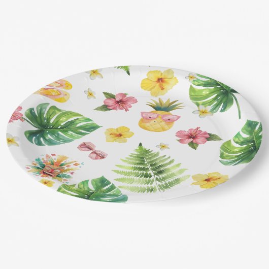 Aloha Luau Tropisch verjaardagsfeestje Papieren Bordje (Gekanteld)