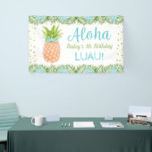 Aloha Luau Tropische anananas Blue Gold Birthday Spandoek (Beurs)