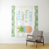 Aloha Luau Tropische Ananas Verjaardag Achtergrond Wandkleed (In situ)