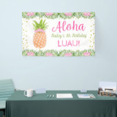 Aloha Luau Tropische ananasappel roze gouddag Spandoek (Beurs)
