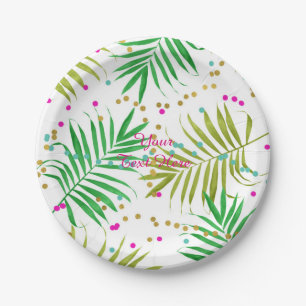 Aloha Luau Tropische Bladeren Verjaardagsfeest Papieren Bordje
