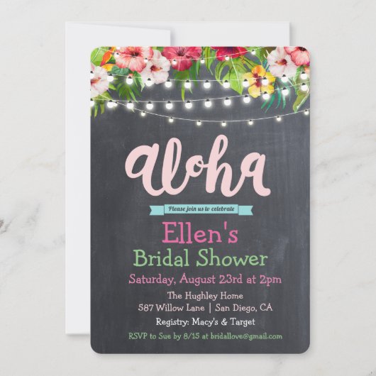 Aloha Luau Tropische Bruiloft Uitnodiging (Voorkant)