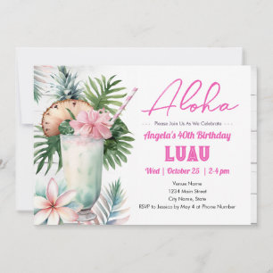 Aloha Luau Tropische Drink Verjaardag Kaart