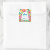 Aloha Luau Tropische Flamingo Verjaardag Blauw Vierkante Sticker (Tas)