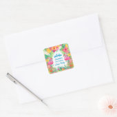 Aloha Luau Tropische Flamingo Verjaardag Blauw Vierkante Sticker (Envelop)