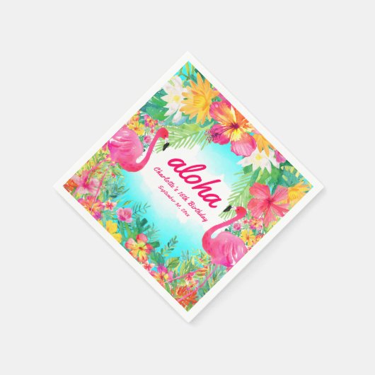 Aloha Luau Tropische Flamingo Verjaardagsfeestje P Servet (Hoek)