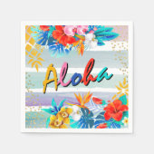 Aloha Luau Tropische Floral Glitter Party Servet (Voorkant)