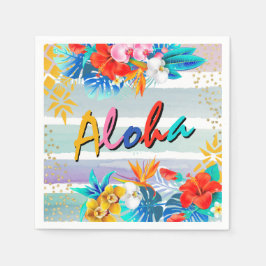 Aloha Luau Tropische Floral Glitter Party Servet