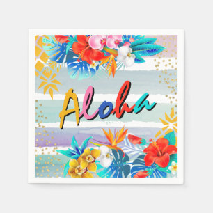 Aloha Luau Tropische Floral Glitter Party Servet