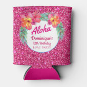 Aloha Luau Tropische Hibiscus Roze Glitter Party Blikjeskoeler (Voorkant)