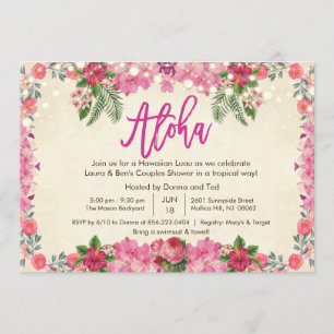 Aloha Luau Tropische Koppels Bruiloft Uitnodiging
