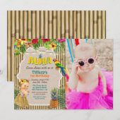Aloha Luau Tropische Verjaardag Foto uitnodiging (Voorkant / Achterkant)