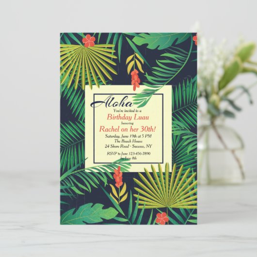 Aloha Luau Uitnodiging (Staand voorkant)