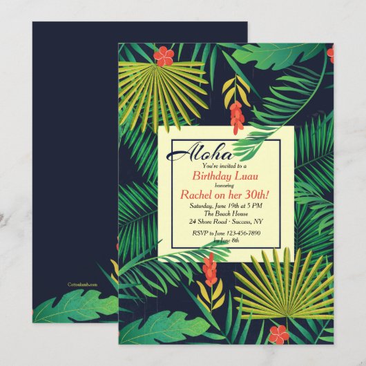 Aloha Luau Uitnodiging (Voorkant / Achterkant)