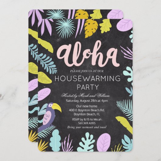 Aloha Luau - Uitnodiging voor Tropische Housewarmi (Voorkant / Achterkant)