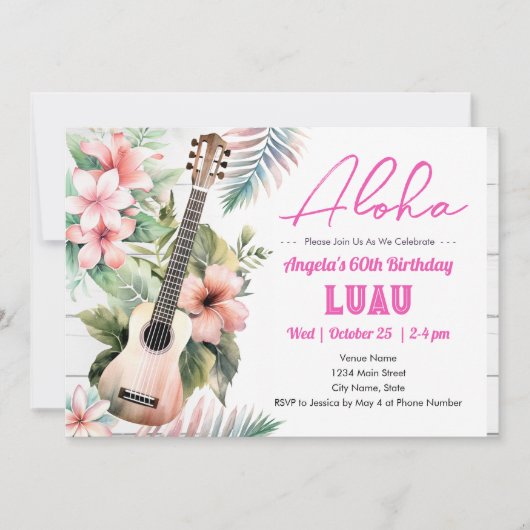 Aloha Luau ukulele 60e verjaardag Kaart (Voorkant)