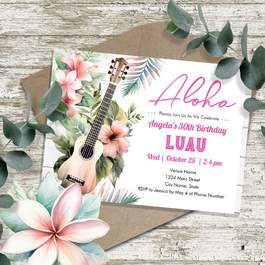 Aloha Luau ukulele Volwassen Verjaardag Kaart